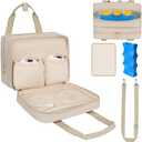 Breastmilk Cooler Travel Bag, Wearable Breast Pump Storage Bag Compatible with Momcozy/Medela/Elvie/Willow Breast Pump with Ice Pack and Waterproof Mat,Khaki