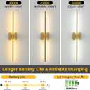 15800 mAh Battery Operated Wall Sconces with Remote Control Dimmable Battery Powered Cordless Rechargeable Wall Sconces Set of Two 3000K LED Log Burlywood Wireless Wall Light for Living Room
