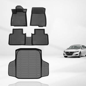 KELCSEECS Floor Mats Custom for Honda Civic & Civic Si 2012 2013 2014 2015 Only Sedan (Not Coupe) Car Mats All Weather Guard TPE Automotive Liners Front& Rear Row Accessories Black