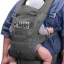 Ergonomic Lumbar Support Baby Carrier for Infants to Toddlers (8-33 lbs), Cozy and Lightweight Military Baby Carrier for Big and Tall Parents-Dark Grey