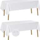 Fokitut 2 Pack Waterproof Rectangle Tablecloth, 60x102 Inch, Stain Resistant and Wrinkle Polyester Table Cloth, Fabric Table Cover for Kitchen Dining, Wedding, Party, Holiday Dinner-White