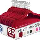 Zober Premium Quality Space Saving Luxurious Velvet Hangers Strong and Durable Hold Up to 10 Lbs  360 Degree Chrome Swivel Hook  Ultra Thin Non Slip Suit Hangers, Royal Red/Burgundy  50 Pack