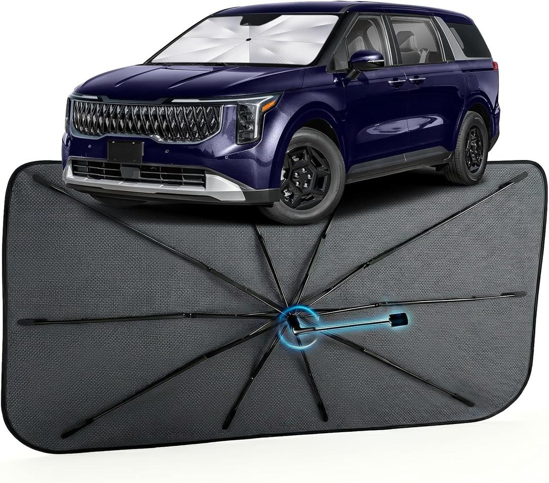 Car Windshield Sun Shade for Kia Carnival 2022-2026 [Reflective Coated Fabric] Sunshade Umbrella for Front Window, Car Shades Sun Visor Keep Car Cool and Protects Interior, 1:1 Exact Fit