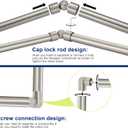 Brushed Nickel Corner Window Curtain Rods with Aluminum End Cap Finials and Brackets,1 Inch Diameter Bay Window Curtain Rods,2 Sided 32-86 Inch Adjustable Drapery Rod