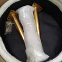 Small Vanity Stool Chair with Storage and Folding Back,4 Metal Legs with Anti-Slip Feet,Round Ottoman with Velvet Seat, Furry Padded Seat for Makeup, Bedroom (Black, Standard) (15.7"D x 15.7"W x 19.5"H, White)