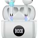 Wireless Earbuds, Bluetooth 5.4 Ear Buds LED Power Display Headphones Bass Stereo, Bluetooth Earbuds in-Ear Noise Cancelling Mic, 40H Playback Mini Case IP7 Waterproof Sports Earphones for Android iOS (Black)