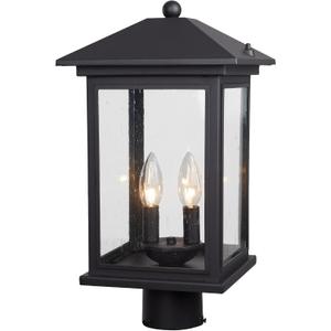 Treekee Outdoor Post Light, 18 Inch Lamp Post Light Fixture, 2-Light Modern Waterproof Outside Post Lantern Column Lights, Exterior Pole Lighting Pillar Lantern for Yard Garden