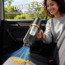 Cordless Car Vacuum Cleaner: Handheld Vacuum with 16000Pa Strong Suction, Brushless Motor & HEPA Filter, 7-in-1 Cleaning Kit, Type-C Charging for Home Office Car Pet, Black
