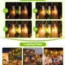 Larkvue 96FT(2x48FT) Solar Outdoor String Lights with Remote & Timer, Waterproof Dimmable Patio Lights with 30+2 ST38 LED Bulbs for Garden Deck-White