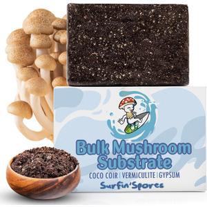 Surfin' Spores Premium Bulk Mushroom Substrate - 5 lbs Expert Mycologist Blend of Coco Coir, Vermiculite & Gypsum, Pasteurized & Odor-Free, Long Shelf-Life, Ideal for Monotub Cultivation