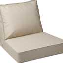 AAAAAcessories Outdoor Deep Seat Cushions with Double Welted Pillow, Waterproof, Fade-Resistant Patio Furniture Replacement Cushions, 23.5" x 25.5" x 5" + 23.5" x 19", Beige