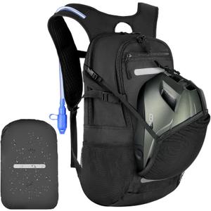 Zavothy 18L Multipurpose Hiking Backpack with 3L Water Bladder  Durable Hydration Backpack with Insulated Bladder Compartment, Hidden Helmet Holder & Rain Cover  for Hiking, Commuting, and Camping (Black)