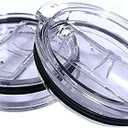 2 Replacement Lids for Stainless Steel Tumbler Travel Cup - Fits OF Inner diameter 3.7 to 3.74 INCH Yeti Rambler and others (Transparent) (30 OZ)