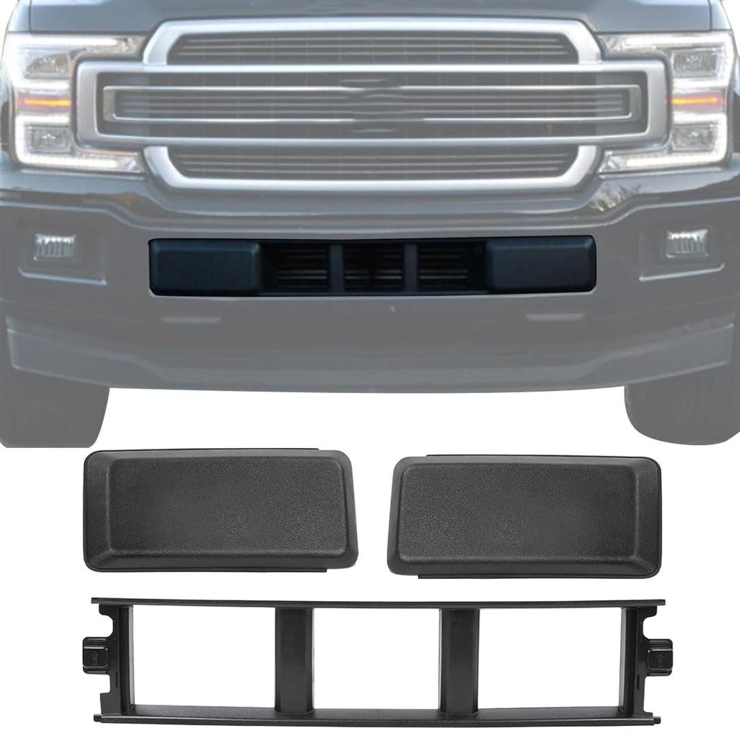 Front Bumper End Cover Lower Insert Grille Trim Panel Set Compatible with 2018-2020 Ford F150 Replacement JL3Z-17E810-AB JL3Z-17E811-AB JL3Z17B968BB