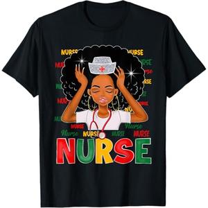 Black History Month Nurse Melanin African American Women T-Shirt L