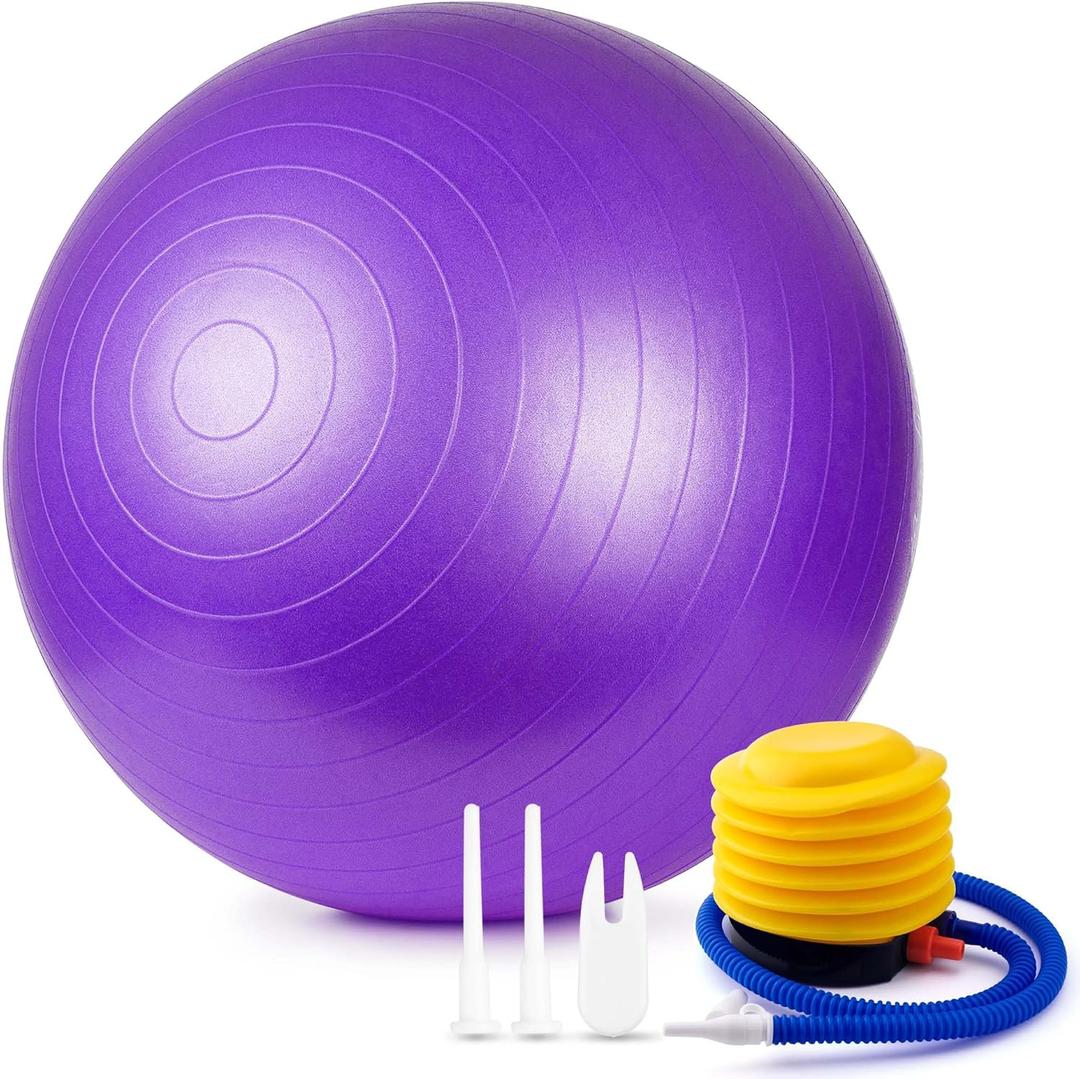 Anti-Burst Exercise Ball,Yoga Ball Chair with Pump Device,Non-Slip Matte Pilates Ball,Balance Ball for Stretching Core Yoga Pilates Birthing Pregnancy Stability Gym Workout Training (Purple-75cm)