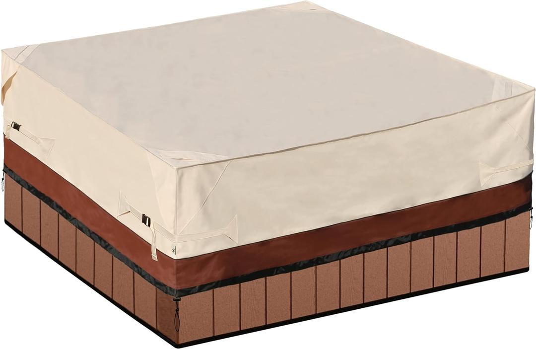Hot Tub Cover- Square Spa Covers for Hot Tub Waterproof & Anti-UV with Corner Reinforcement, 600D Heavy Duty Oxford Fabric &4 Air Vents, 76 x 76 inch Outdoor Hot Tub Cover Protector (76"(L)x76"(W)x20"(H))