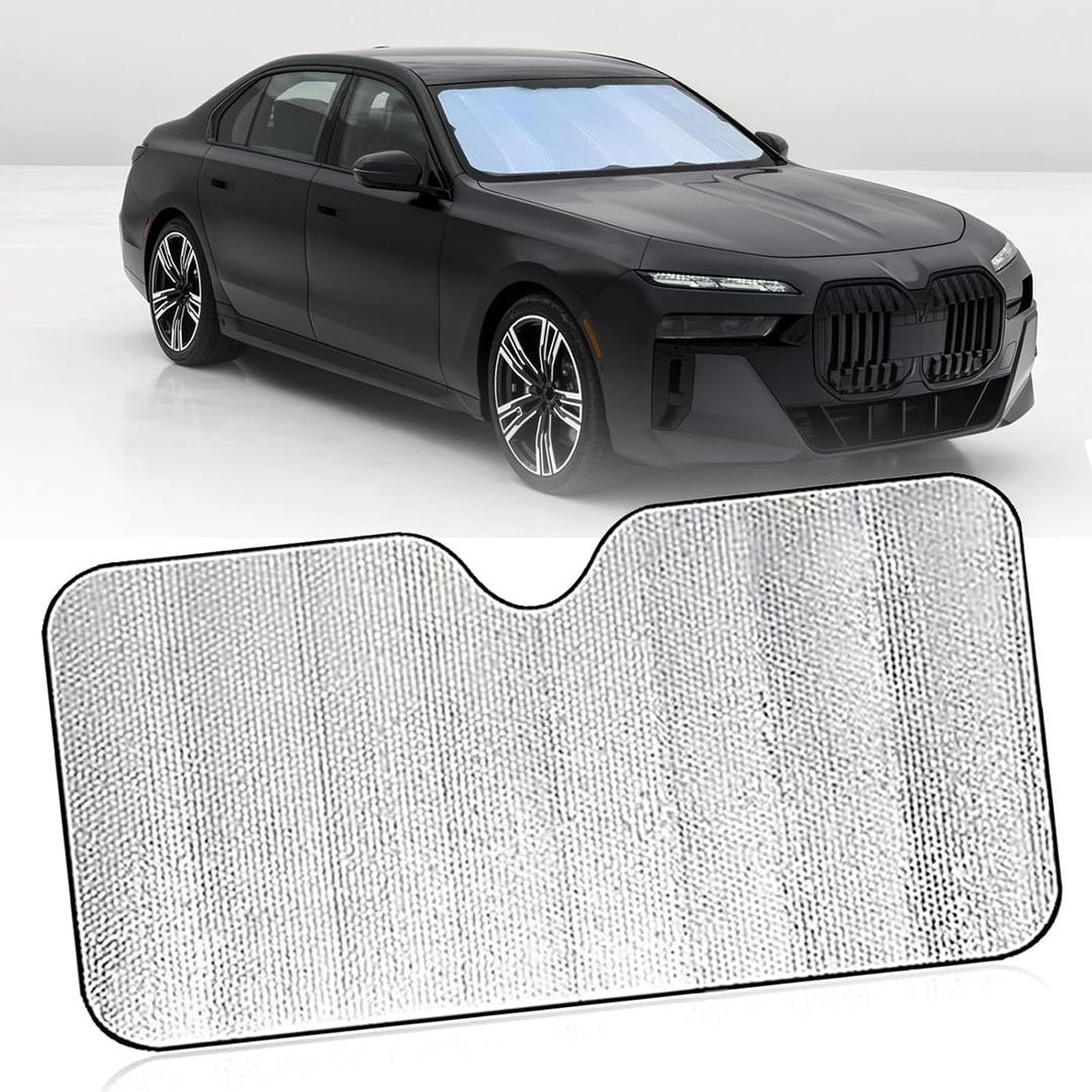 Car Windshield Sun Shade, Double Thickened Aluminum Foil Car Sun Visor Protector, Suction Cup Foldable Automotive Windshield Sunshade Cover, Universal for Most Cars SUVs Trucks (Small)