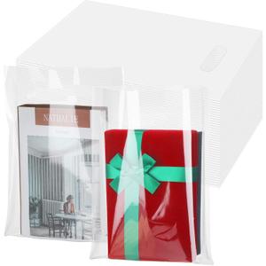 Sinmoe 200 Pack 9"x12" Clear Plastic Gift Bag with Die Cut Handle Plastic Merchandise Retail Shopping Bags Small Business Boutique for Shopping, Clothing and Trade Show