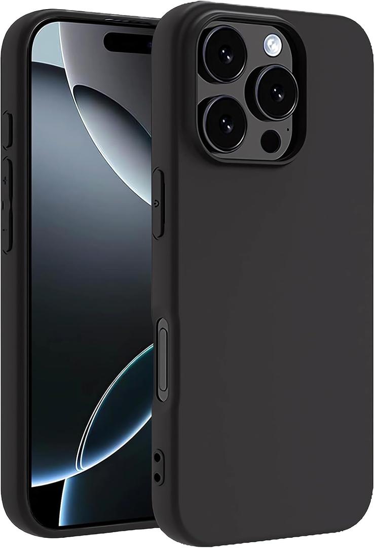 TENOC Phone Case Compatible with iPhone 16 Pro, Black Case Anti-Fingerprint Protective Bumper Matte Cover for 6.3 Inch