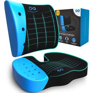 Everlasting Comfort Doctor Recommended Memory Foam Seat Cushion for Office Chairs & Car - Ergonomic Office Desk Accessories - Cushions for Tailbone Pain Relief, Sciatica & Back Support Pillow (01. Black Airflow W/ Lumbar)