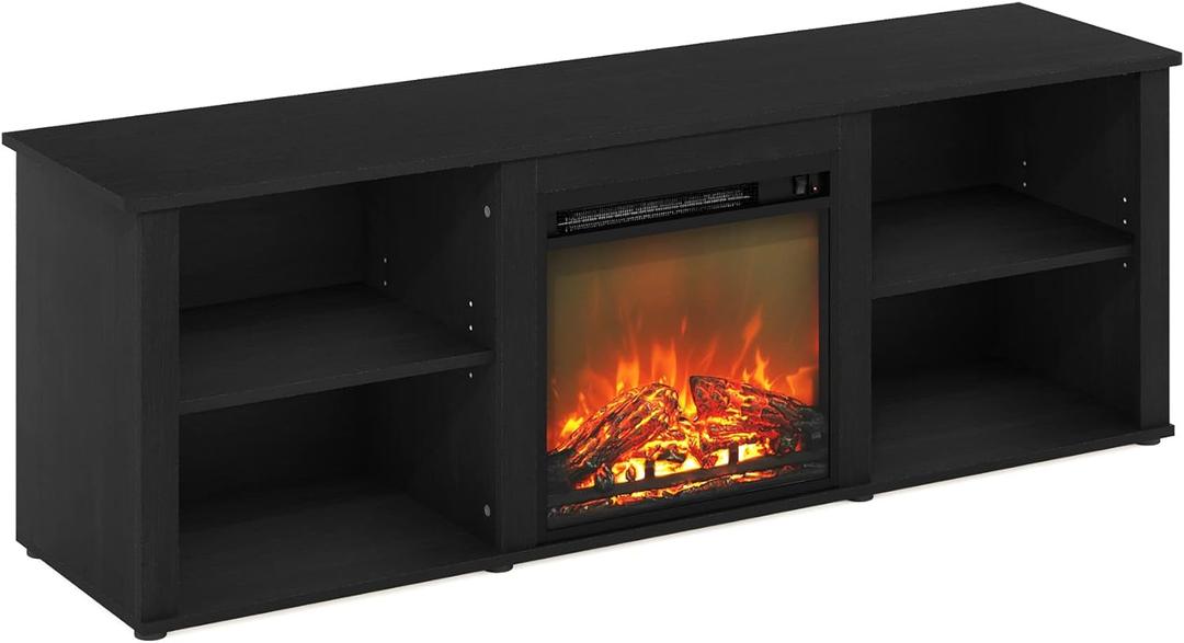 Furinno Classic 70 Inch TV Stand with Fireplace, Americano