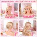 KUBUSFLY 44Pcs Hair Styling Doll Head Toys for Girls, Kids Makeup Hair Salon Pretend Play Styling Kit with Hairdryer, Straightener, Beauty Hair Toy Christmas Birthday Gift for Toddler Girls 3 4 5 6+
