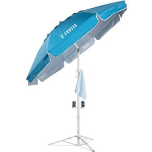 AMMSUN Shade Umbrella, Premium Portable Umbrella with Stand, 6.5ft Lightweight Free Standing Canopy for Sporting Games, Adjustable Instant Sun Protection and Easy to Carry, Light Blue