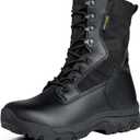 FREE SOLDIER Womens Tactical Boots 8 Inches Lightweight Combat Boot Durable Military Work Outdoors Boots Desert Boot for Women (7.5, Dark Black)
