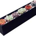 PSOIRGCNH Modern Metal Steel Trough Planter - Rectangle Black Planters for Indoor - 16" Window Sill Planters - Table or Window Boxes Planter - Windowsill Herb(1pc Short Black)