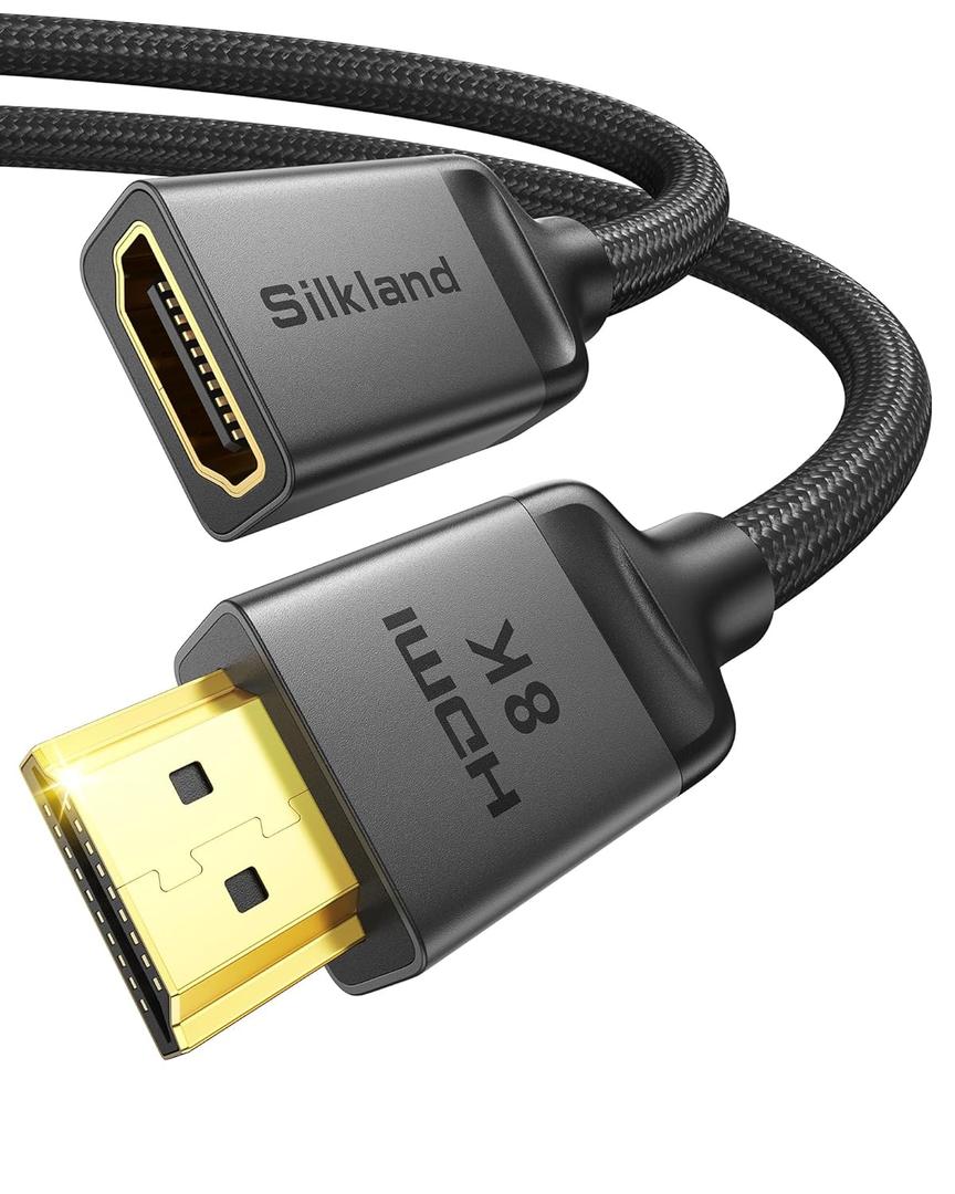 Silkland 8K HDMI Extension Cable 3.3FT/1M HDMI Extender 2.1, 8K60hz 4K120hz HDMI Male to Female Adapter,Ultra High Speed 48Gbps HDMI Cord Compatible with Fire Stick Roku TV Blu-Ray Laptop PS5/4 Xbox