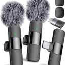 Mini Mic Pro Wireless Microphone for iPhone, iPad, Android, Lavalier Microphone for Video Recording - 2 Pack iPhone Mic Crystal Clear Recording with USB-C for Podcast, ASMR