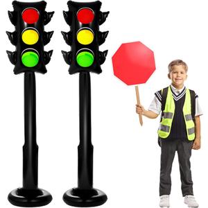 2Pcs 59Inch Jumbo PVC Stop Light Balloons Inflatable Traffic Light Balloons Race Car Party Decor Traffic Signal Stoplight Balloon Kit for Race Car Theme Birthday Party Baby Shower Back to School Decor