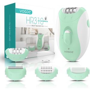 Epilator for Women-Cordless Epilators Hair Removal for Women, 4-in-1 Electric Razor Hair Remover, 2 Speeds & 21 Tweezers for Face Legs Arms Armpit Bikini, Green HR310