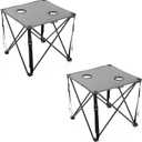 ARROWHEAD OUTDOOR 2-Pack 26 (66cm) Heavy-Duty Portable Camping Folding Table, 2 Cup Holders, Compact, Square, Carrying Case Included, Steel Frame, High-Grade 600D Canvas