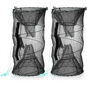 ZENFUN 2 Pcs Fishing Bait Trap, Crab Traps Minnow Traps, Crawfish Trap, Collapsible Net, Foldable Fishing Net Portable Folded Fishing Accessories