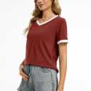 Xelky Womens Short Sleeve T-Shirts V Neck Summer Casual Basic Workout Tops (M)