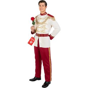 Morph White Prince Costume Men Prince Charming Costume Adult Outfit Men Storybook Halloween Costumes For Mens Royal, Size: L