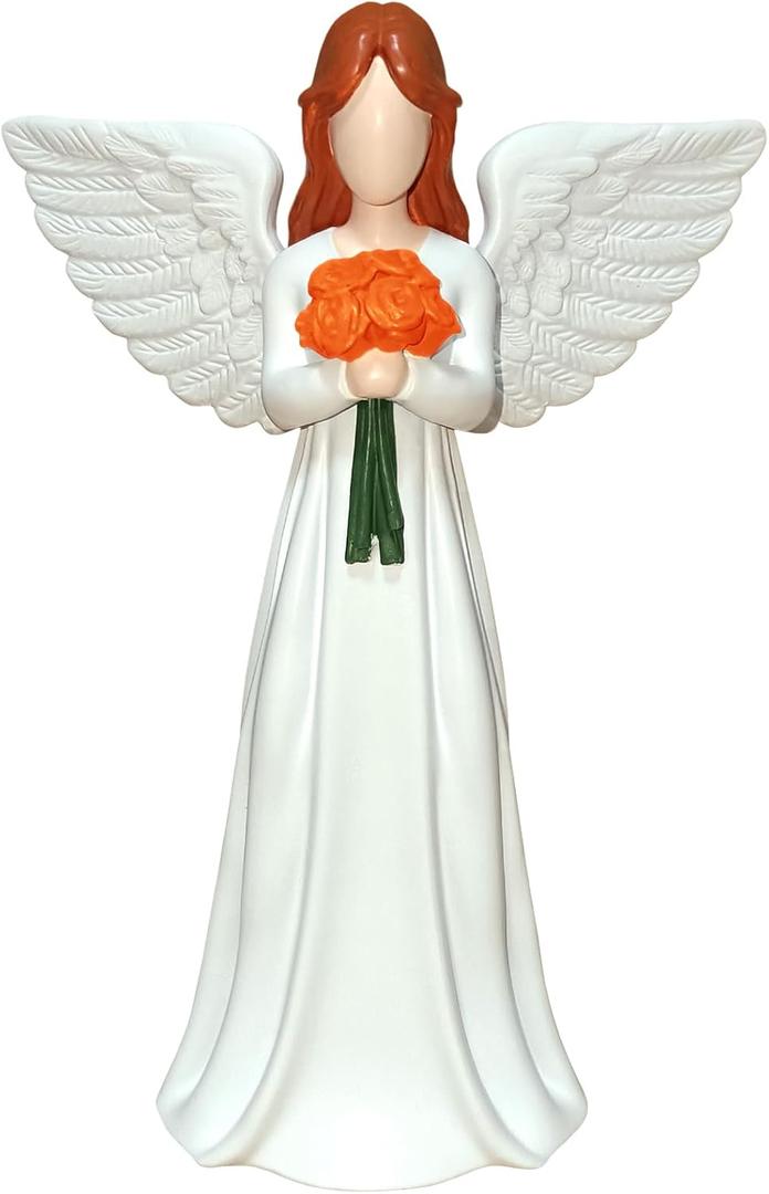 Angel Statue, Guardian Angel Figurine Handheld Flower for Women, Gift for Mothers Day, Birthday, Valentines Memorial & Sympathy, Home Decor Sculpture