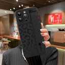 MOWIME Compatible with iPhone 16 Pro Case with Strap Wrist, Cheetah Print Shockproof Soft TPU Protective Case for Women Girls, Slim Anti Scratch Case for iPhone 16 Pro 6.3 Inch, Black