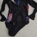 Women and Girls Matching Swimsuit: Long Sleeve One Piece Rash Guard Bathing Suit UPF 50+ (Medium, Black-mommy/Daughter)