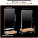 Vinsot 16 Pack 5 x 7 Inch Clear Acrylic Sign with Wood Base T Shape Sign Holder Vertical Blank Stands Desktop Display Plastic Menu Frame Double Sided Stand for Wedding Restaurant Party Decor