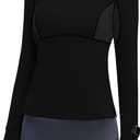 BMJL Womens Long Sleeve Workout Tops UPF 50+ Sun Protection Shirt with Mesh Panel for Athletic Hiking Running (Black, S)