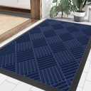 Smiry Front Door Mat Outside Entrance, Heavy Duty Outdoor Indoor Natural Rubber Doormat, Non Slip, Trap Dirt and Moisture, Easy Clean, Low Profile Patio Porch Entryway Mat, 35x23, Navy Blue