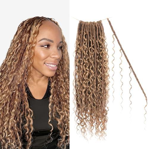 Boho Goddess Locs Crochet Hair: 8 Packs Pre Looped Bohemian Faux Locs Crochet Hair Extensions for Black Women, 18 Inch with 3 Curls (18 Inch, OT30/27#, 8 Packs)
