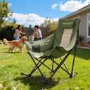 Oversized Rocking Camping Chair for Adults with Headrest, Portable Rocking Chair with Cup Holder, Side Pocket & Carry Bag, 400 lbs Heavy Duty Outdoor Rocker Chair for Camp, Patio, Green