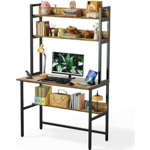Aquzee 40 Inch Desk with Shelves, Computer Desk with Hutch