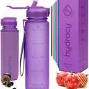 Hydracy Water Bottle with Time Marker -Large BPA Free Water Bottle & No Sweat Sleeve -Leak Proof Gym Bottle with Fruit Infuser Strainer & Times to Drink -Ideal for Fitness Sports & Outdoors (Berry Blue)