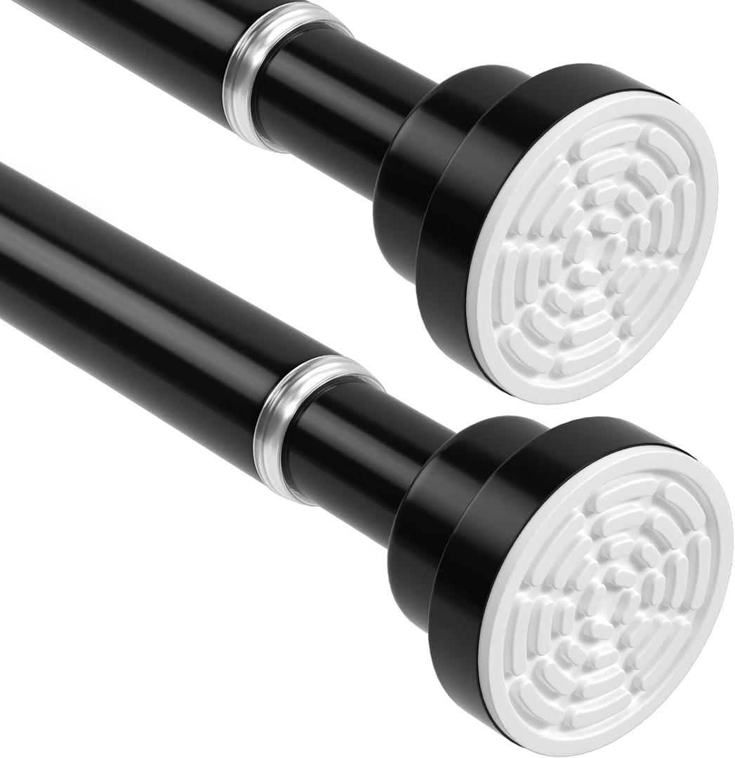 2Pack Shower Curtain Rod 45-78Inch,Tension Curtain Rods,Black Shower Rods for Bathroom, Spring Tension Rod No Drilling for Window,Closet, Door (31"to 76"-2 Pcs)