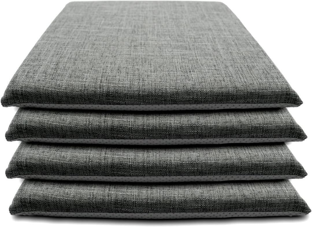 Lifup 4 Pack Chair Cushion Memory Foam Pads, Square Non-Slip Thick Dining Chair Cushions with Ties and Removable Cover for Home Office Restaurant Chair Pads Grey 2 18 x 18 Inch